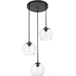Living District Baxter 3-Light Metal Pendant in Black & Clear Finish