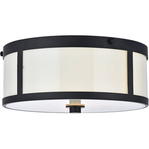 Living District Hadrian 2-Light Metal Flush Mount in Flat Black and White
