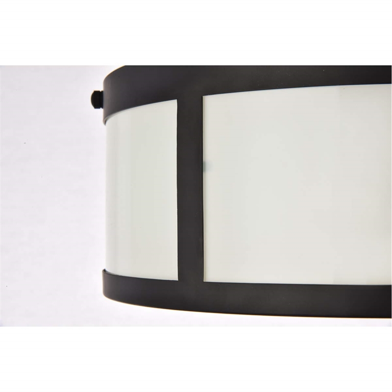 Living District Hadrian 2-Light Metal Flush Mount in Flat Black and White