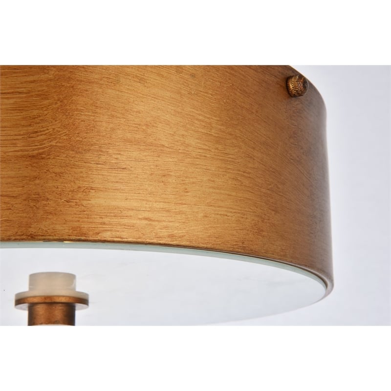 Living District Hazen 2-Light Metal Flush Mount in Vintage Gold/Frosted White