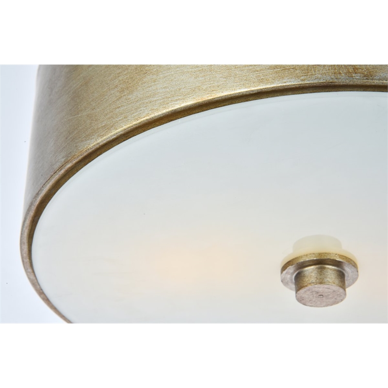 Living District Hazen 2-Light Metal Flush Mount in Vintage Silver/Frosted White