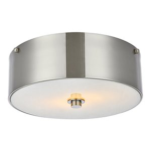 Living District Hazen 2-Light Metal Flush Mount in Burnished Nickel/White