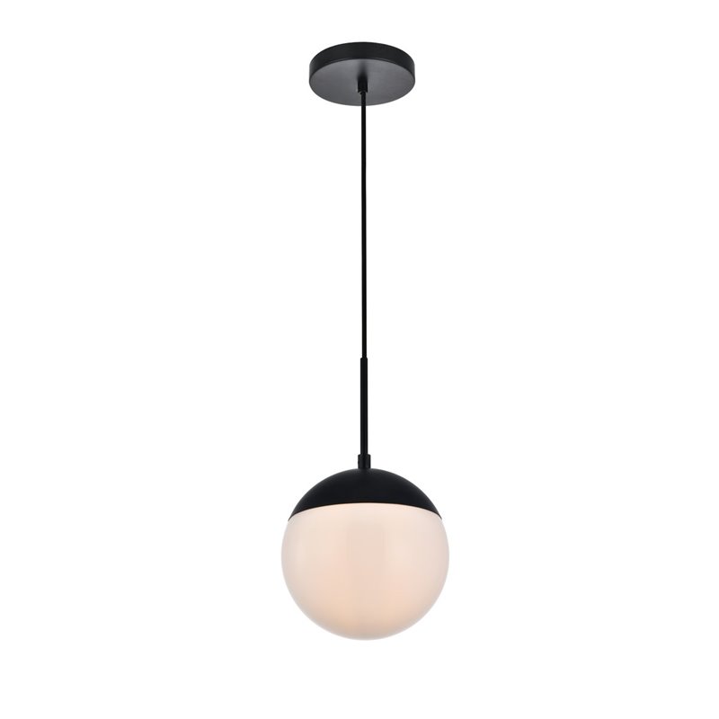 Living District Eclipse 1-Light Metal & Glass Pendant in Black/White