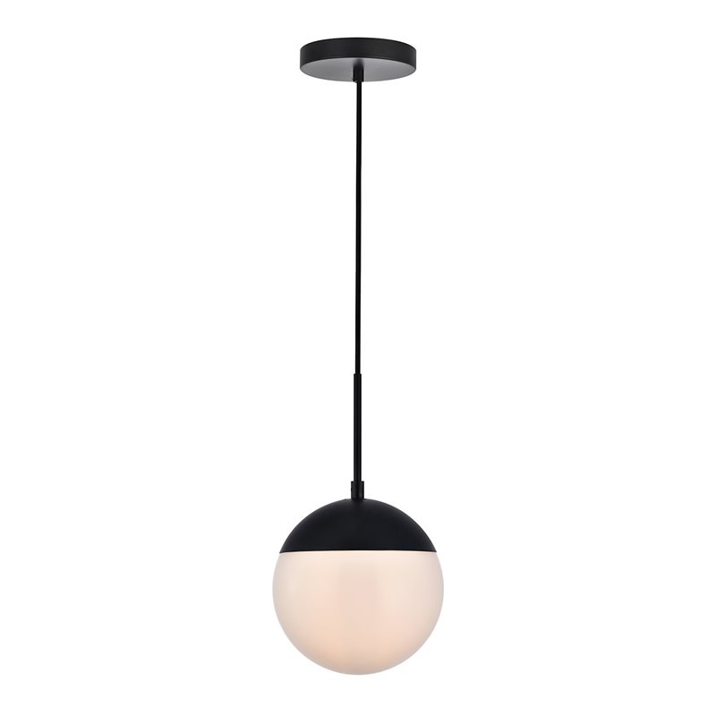 Living District Eclipse 1-Light Metal & Glass Pendant in Black/White