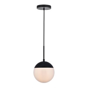 Living District Eclipse 1-Light Metal & Glass Pendant in Black/White