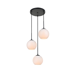 Living District Baxter 3-Light Metal Pendant in Black and Frosted White Finish