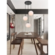 Living District Baxter 3-Light Metal Pendant in Black and Frosted White Finish