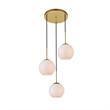 Living District Baxter 3-Light Metal Pendant in Brass and Frosted White Finish