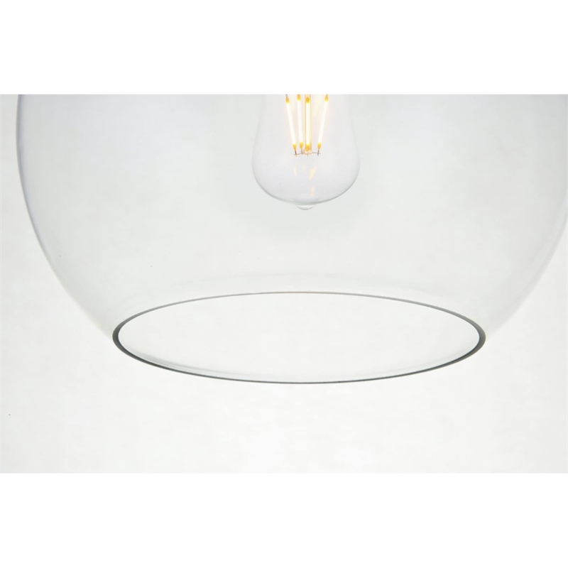Living District Baxter 1-Light Metal Flush Mount in Black and Clear
