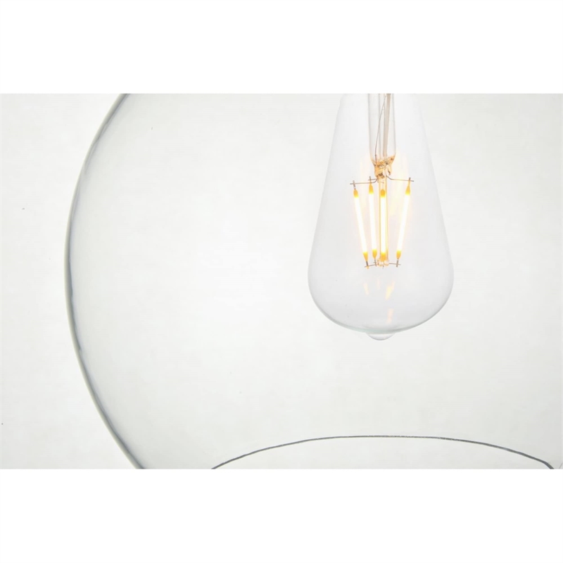 Living District Baxter 1-Light Metal Flush Mount in Black and Clear