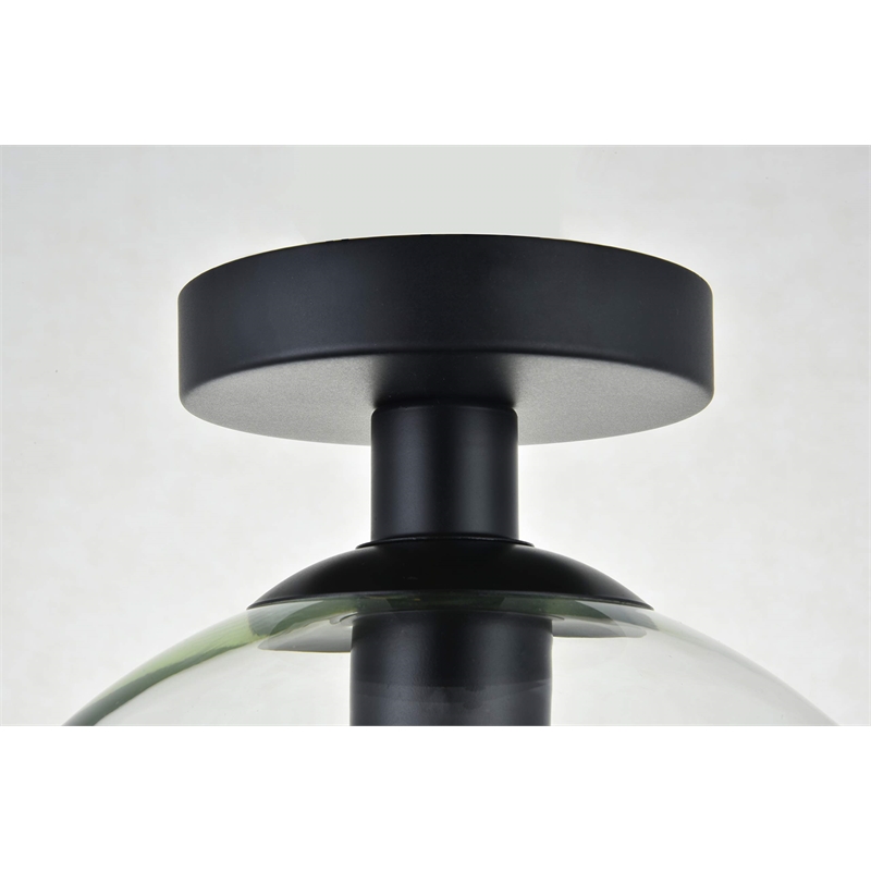 Living District Baxter 1-Light Metal Flush Mount in Black and Clear