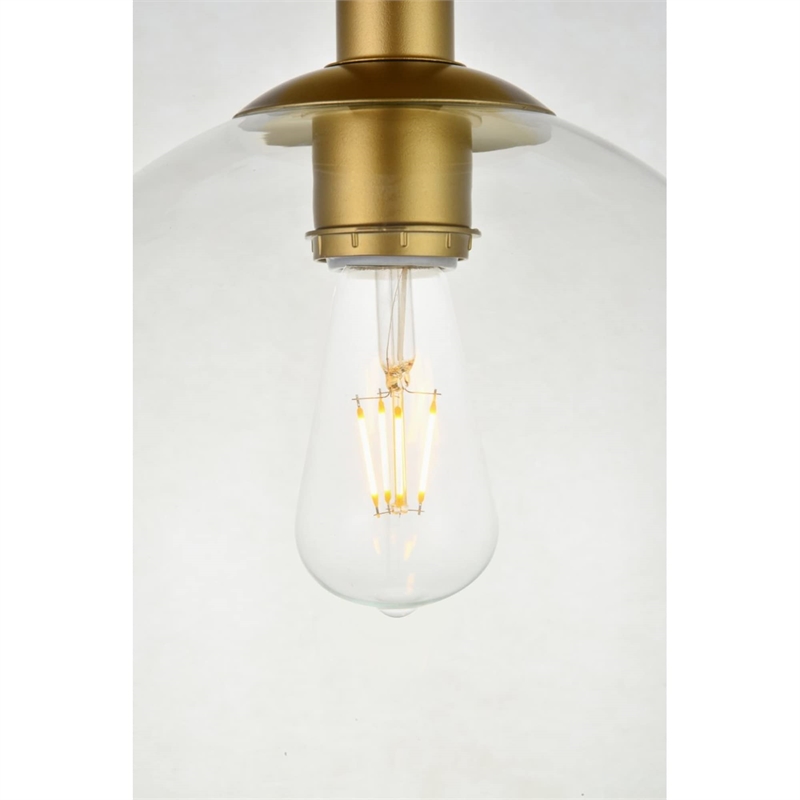 Living District Baxter 1-Light Metal Flush Mount in Brass and Clear