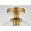 Living District Baxter 1-Light Metal Flush Mount in Brass and Clear