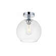 Living District Baxter 1-Light Metal Flush Mount in Chrome and Clear