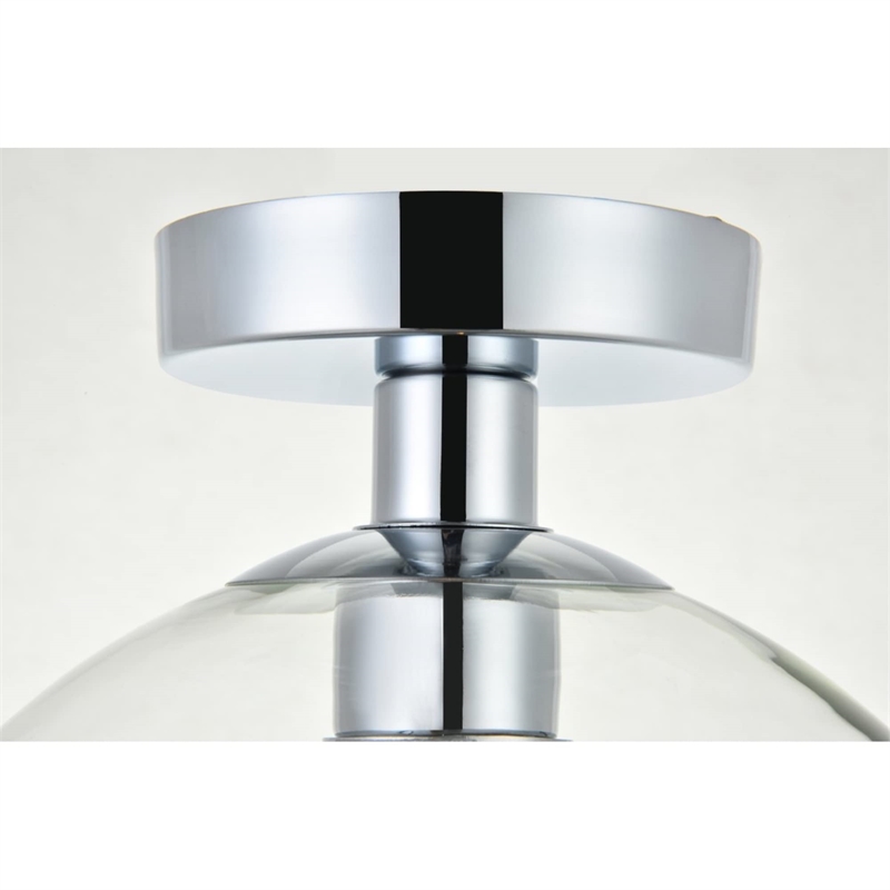 Living District Baxter 1-Light Metal Flush Mount in Chrome and Clear
