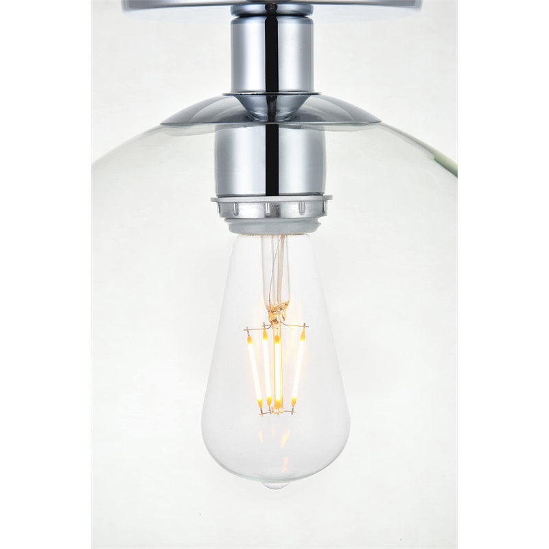 Living District Baxter 1-Light Metal Flush Mount in Chrome and Clear