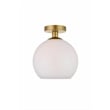 Living District Baxter 1-Light Metal Flush Mount in Brass and White