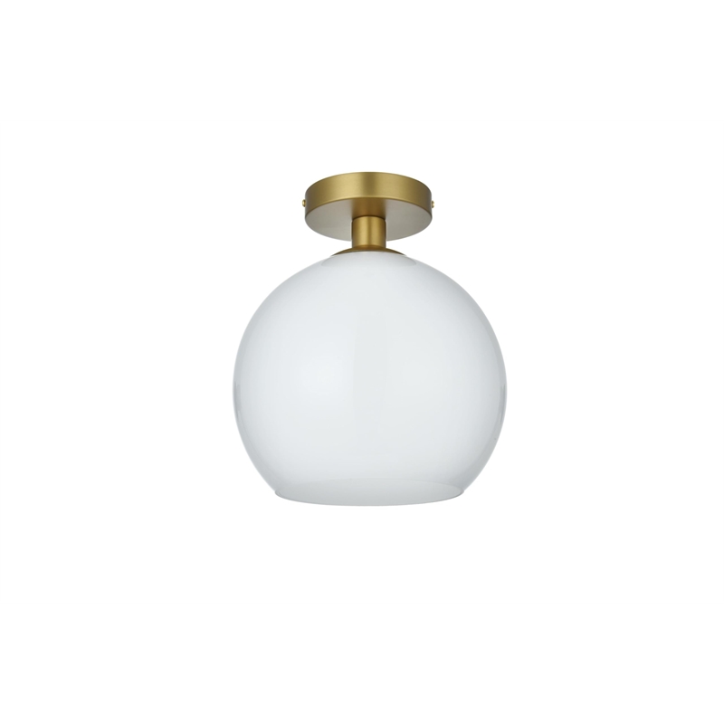 Living District Baxter 1-Light Metal Flush Mount in Brass and White