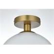 Living District Baxter 1-Light Metal Flush Mount in Brass and White