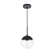 Living District Eclipse 1-Light Metal & Glass Pendant in Black/Clear