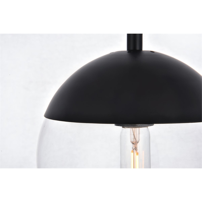 Living District Eclipse 1-Light Metal & Glass Pendant in Black/Clear