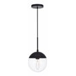 Living District Eclipse 1-Light Metal & Glass Pendant in Black/Clear