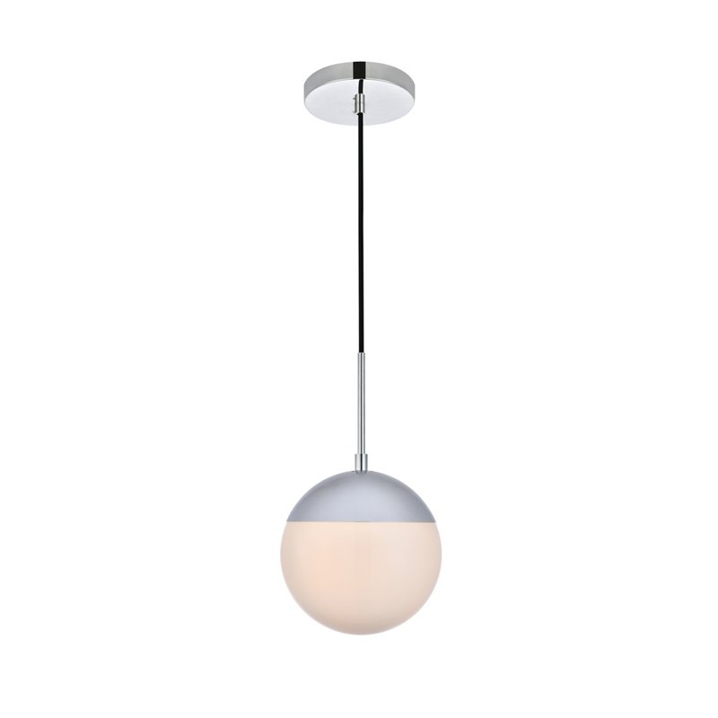 Living District Eclipse 1-Light Metal & Glass Pendant in Chrome/Frosted White