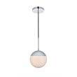 Living District Eclipse 1-Light Metal & Glass Pendant in Chrome/Frosted White