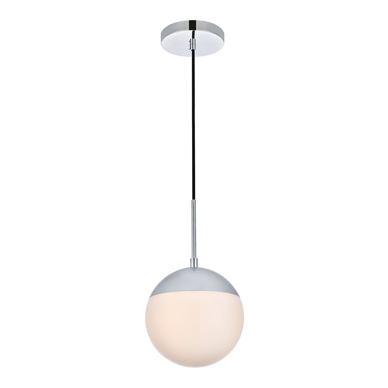 Living District Eclipse 1-Light Metal & Glass Pendant in Chrome/Frosted White