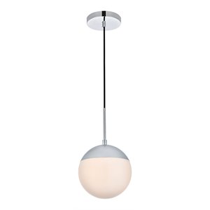 Living District Eclipse 1-Light Metal & Glass Pendant in Chrome/Frosted White