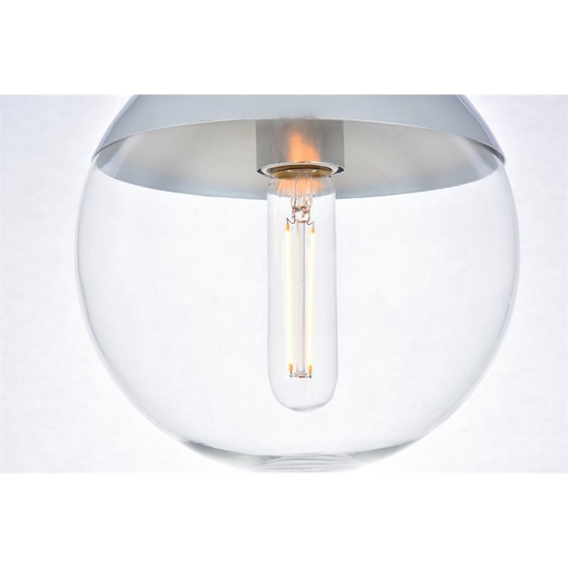 Living District Eclipse 1-Light Metal & Glass Pendant in Chrome/Clear