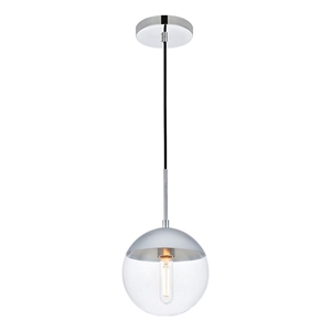 Living District Eclipse 1-Light Metal & Glass Pendant in Chrome/Clear