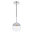 Living District Eclipse 1-Light Metal & Glass Pendant in Chrome/Clear