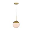 Living District Eclipse 1-Light Metal & Glass Pendant in Frosted White/Brass