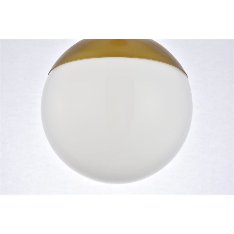 Living District Eclipse 1-Light Metal & Glass Pendant in Frosted White/Brass