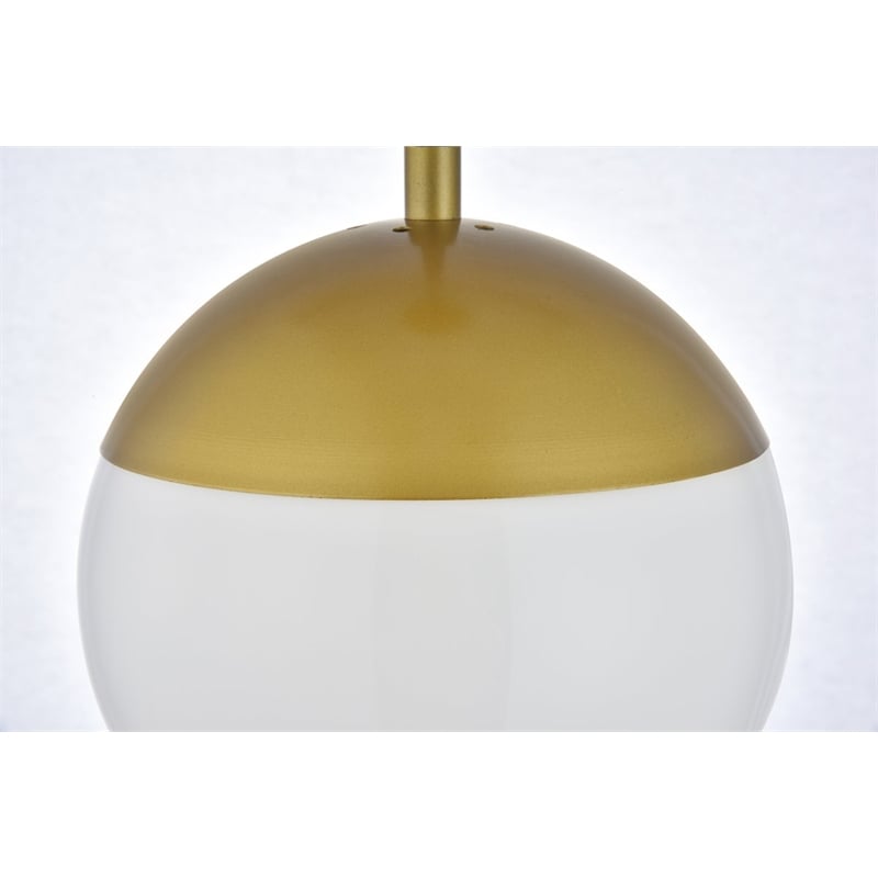 Living District Eclipse 1-Light Metal & Glass Pendant in Frosted White/Brass