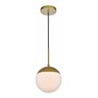 Living District Eclipse 1-Light Metal & Glass Pendant in Frosted White/Brass
