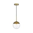 Living District Eclipse 1-Light Metal & Glass Pendant in Brass and Clear