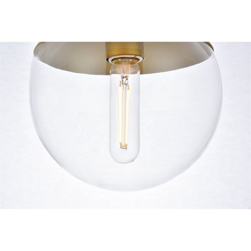 Living District Eclipse 1-Light Metal & Glass Pendant in Brass and Clear