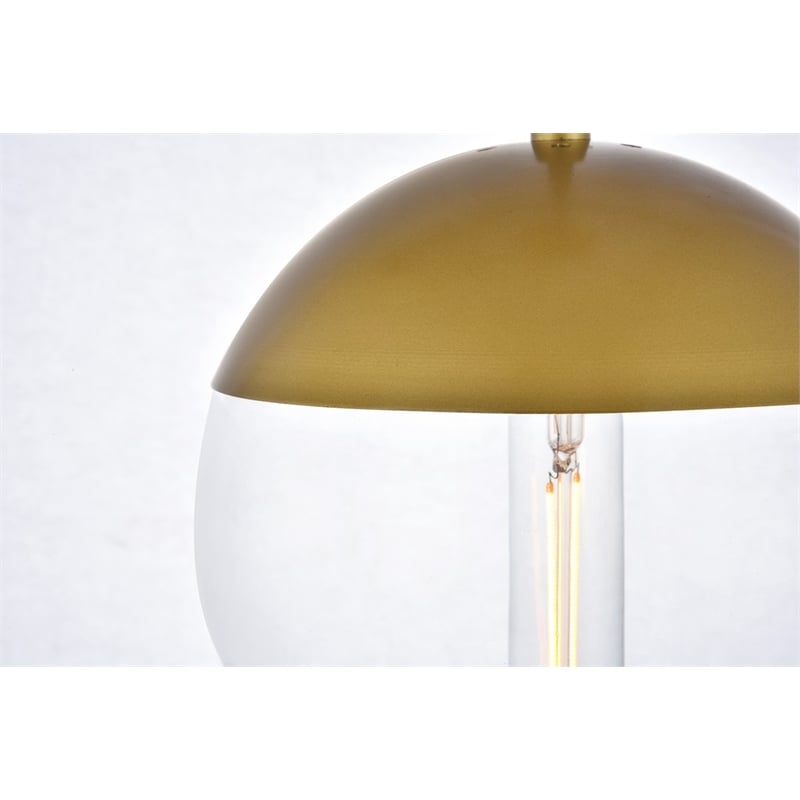 Living District Eclipse 1-Light Metal & Glass Pendant in Brass and Clear