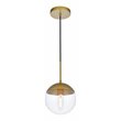 Living District Eclipse 1-Light Metal & Glass Pendant in Brass and Clear