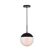 Living District Eclipse 1-Light Metal & Glass Pendant in Black/Frosted White