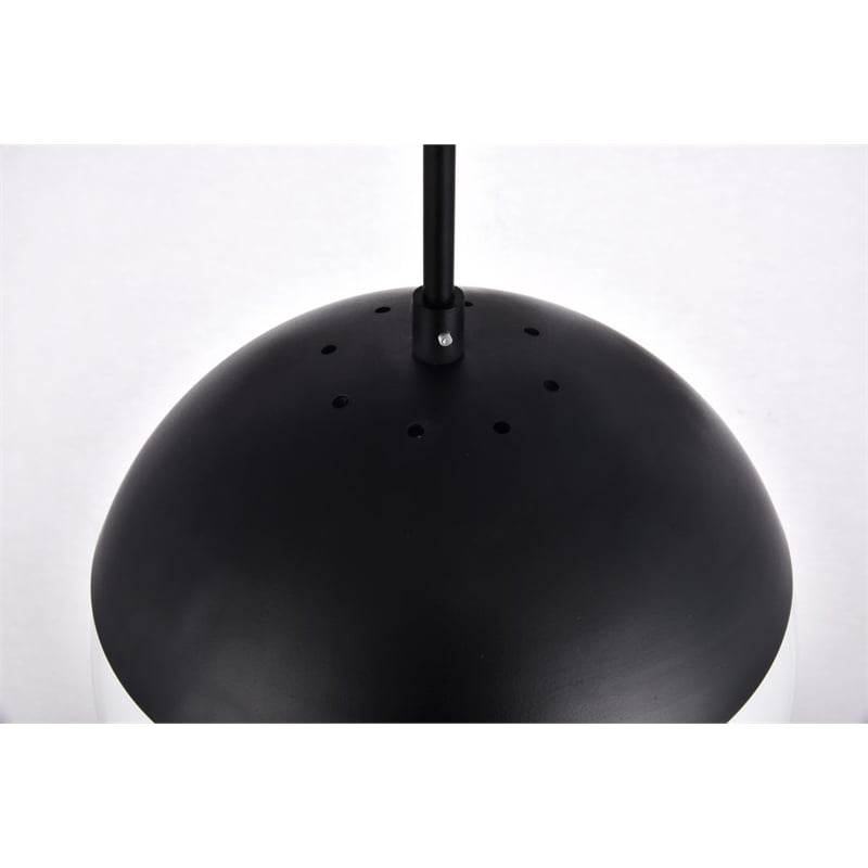 Living District Eclipse 1-Light Metal & Glass Pendant in Black/Frosted White