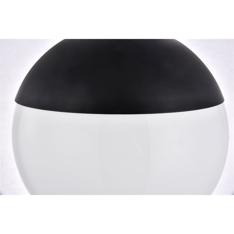 Living District Eclipse 1-Light Metal & Glass Pendant in Black/Frosted White