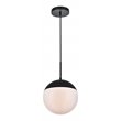Living District Eclipse 1-Light Metal & Glass Pendant in Black/Frosted White
