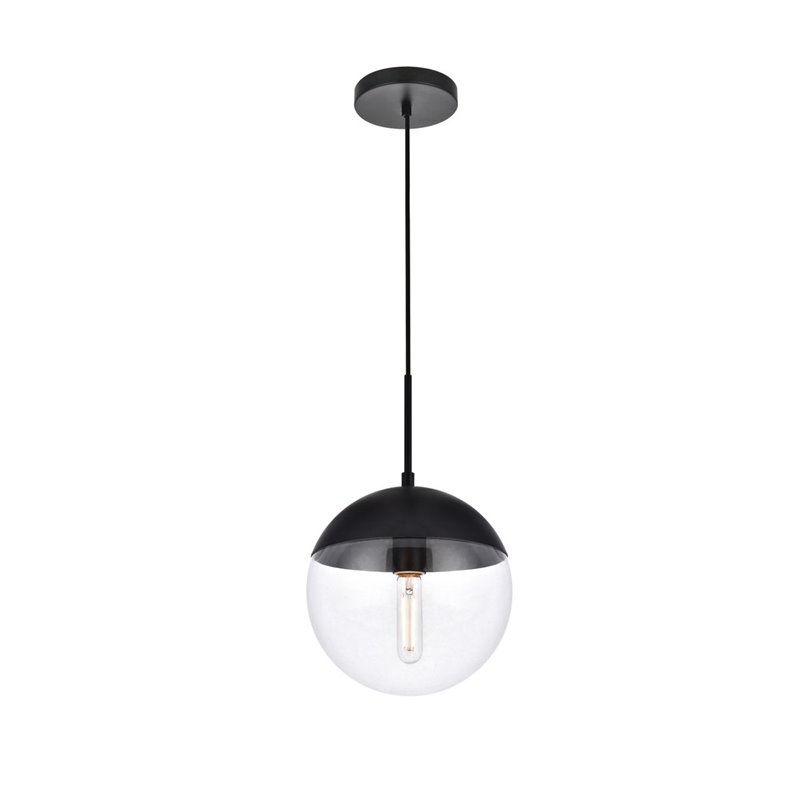 Living District Eclipse 1-Light Metal & Glass Pendant in Black and Clear