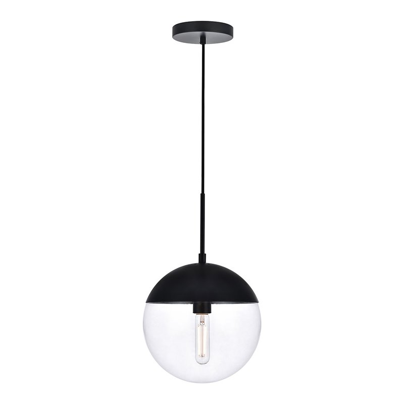 Living District Eclipse 1-Light Metal & Glass Pendant in Black and Clear