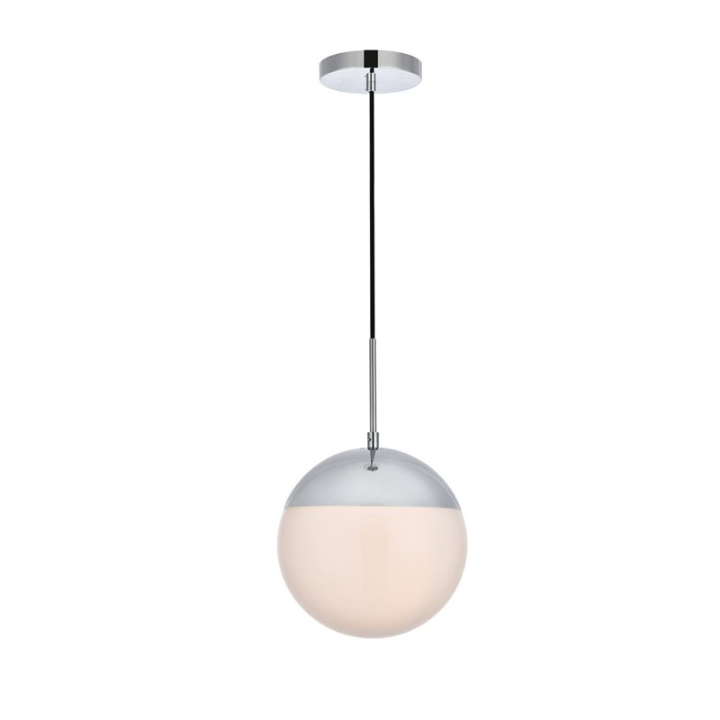 Living District Eclipse 1-Light Metal & Glass Pendant in Frosted White/Chrome