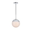Living District Eclipse 1-Light Metal & Glass Pendant in Frosted White/Chrome