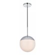 Living District Eclipse 1-Light Metal & Glass Pendant in Frosted White/Chrome